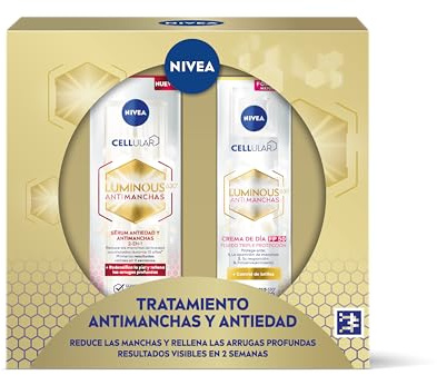 NIVEA Cellular LUMINOUS 630 Pack Tratamiento Antimanchas - Set de Regalo con Sérum Facial (30 ml) y Crema de Día FP50 (40 ml) - Con Thiamidol y Ácido Hialurónico - Para una piel uniforme y luminosa