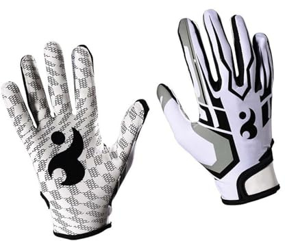 VGEBY Gants de Football, Gants de Réception Antidérapants, Gants de Football Américain, Gants de Sport Respirants à Doigts Complets pour Baseball, Adultes et Jeunes (L)