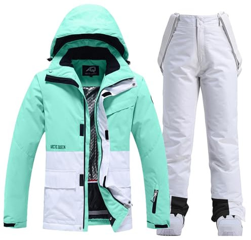 HOTIAN Damen Ski Jacke und Hosen 2 Teilig Set Skianzug Damen Wasserdicht Winddicht Winter Warme SkiSchnee Skifahren Sätze Snowboard Set