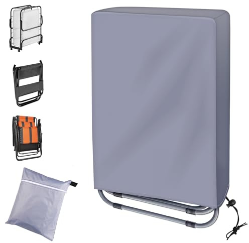 Fachmach Copertura per Sedie Pieghevoli da Giardino Copertura per Sedia a Sdraio Esterno Impermeabile Oxford Anti-UV Antivento Antipolvere Copri Sedie Pieghevoli da Giardino (Grigio)