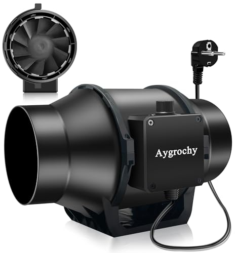 Aygrochy 150mm Regelbar Rohrventilator 683m³/h, 3000 RPM Abluftventilator für Rauchabzug und Abluft, 230V mit EU-Stecker und 1,5m Netzkabel