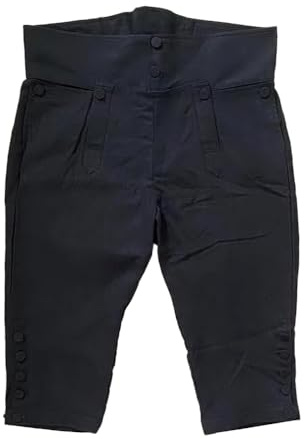 Mens Colonial Knee Linen Breeches 18th Century Pants Fall Front Style