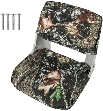 GYMAX Bootssitz mit niedriger Rückenlehne, klappbarer Bootstuhl mit Schaumstoffpolsterung, Bootskapitänsstuhl, Steuerstuhl für Ausflugsboot & Fischerboot, Camouflage
