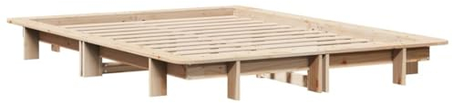 vidaXL Massivholzbett, Bettgestell Bettrahmen mit Lattenrost, Holzbett Bett für Schlafzimmer, Doppelbett, Modernes Design, 140x200cm Kiefer