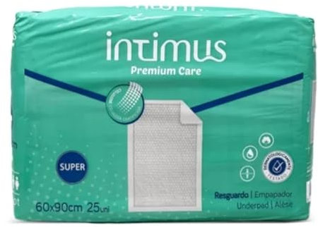Salvacamas Desechables Intimus 60x90 cm 25 Unidades. Empapadores Absorción Super. Resguardos Bebé. Protector de Cama para Incontinencia. Empapadores Perros 60x90 cm. Empapadores Cama Adultos.