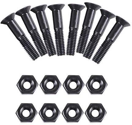 Courtieyeardceastea Skateboard-Schrauben mit Muttern, 25 mm, Schwarz, 8 Stück