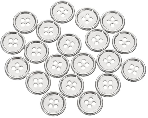 QUARKZMAN 20pcs Boutons De Couture En Métal, 15mm 4 Trous Ronds Pour Chemises Manteaux Vêtements Boutons De Couture Pour Décoration Artisanat, Argent