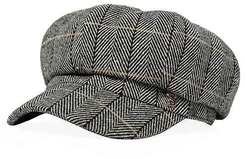 Comhats Winter Newsboy Hats for Women Wool Berets Baker Boy Fisherman Conductor Greek Sailor Fiddler Cap Fashion Cancer Black Medium