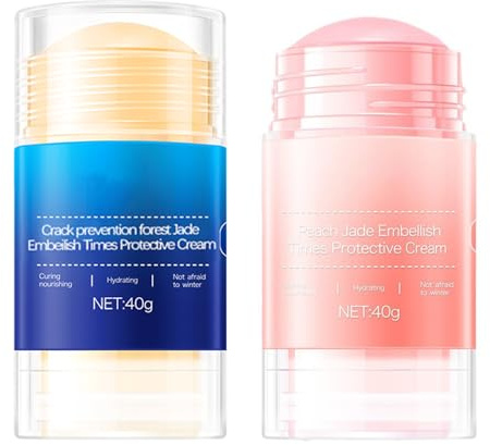 HJXUQIME Feet Cracking Prevention Stick,Anti-Cracking Foot & Hand Cream Moisturizer for Dry Cracked Heel Feet, Knee, Elbow, Foot Balm Stick for Callus Remover & Dead Skin Softener (Pink+Blue)