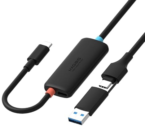 Hagibis Tarjeta de captura de video USB 3.0 con PD de 100 W para Switch2, USB C a USB A/USB C 1080P a 60 fps 2K a 30 fps en vivo y graba videojuego para Car Quest 3 VR PS4/5 ROG Ally Steam Deck (CC10P
