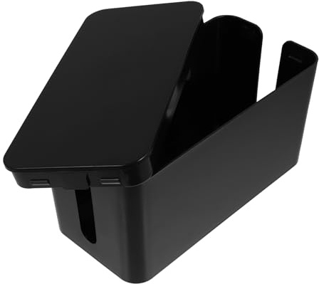 BESPORTBLE Caja Organizadora de Cables Domésticos Negra Pequeña Tapa Desmontable para Gestión y Almacenamiento Ordenado de Regletas y Cargadores Escritorio