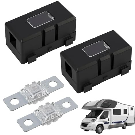 Kit de 2 Portafusibles ANS para Automóvil y 2 Fusibles Atornillables de Alta Corriente de 80A, Ideal para Coches, Camiones, Maquinaria Agrícola y Vehículos de Construcción