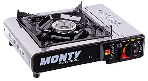 LOLAhome Cocina portátil de Gas con 1 quemador acabada en Acero Inoxidable, Hornillo Camping Gas, incluye maletín de 38x12x29 cm