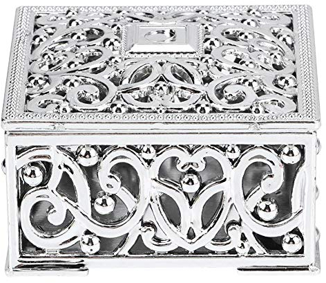 12 Stücke Europäischen Stil Quadrat Hohl Pralinenschachtel Schokolade Nüsse Zucker Container Party Hochzeit Ornament MEHRWEG VERPAKUNG(Silber)