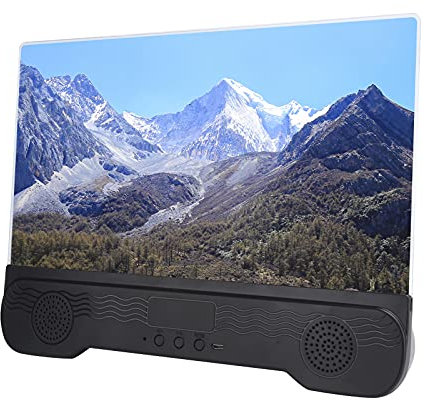 Lupa de pantalla de teléfono móvil, pantalla de teléfono de aumento con altavoz Bluetooth, soporte de amplificador de video portátil de 14 pulgadas, para teléfonos IOS / Android, con luz indicadora de