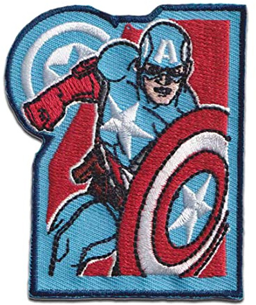 Marvel Avengers Captain America Schild - Aufnäher, Bügelbild, Aufbügler, Applikationen, Patches, Flicken, zum aufbügeln, Größe: 5,1 x 6,6 cm