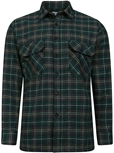 BRAND KRUZE Mens Check Shirts Long Sleeve Lumberjack Flannel Work Casual Button Shirt S - 5XL (as8, Alpha, 5X_l, Regular, Regular, Standard, Green, 5XL)