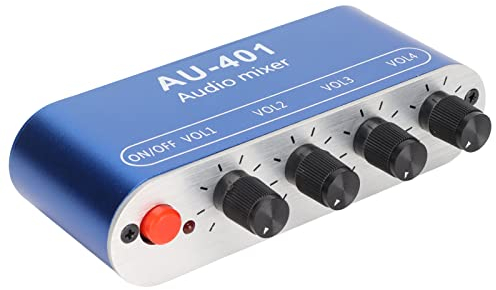 Zunate -Stereo-Mixer, 4-in-1-Out-Audio-Mixer, Heim-Audio-Leistungsverstärkersystem mit Lautstärkeregelung, 3,5-mm-AUX-Sound-Selector-Verstärker für