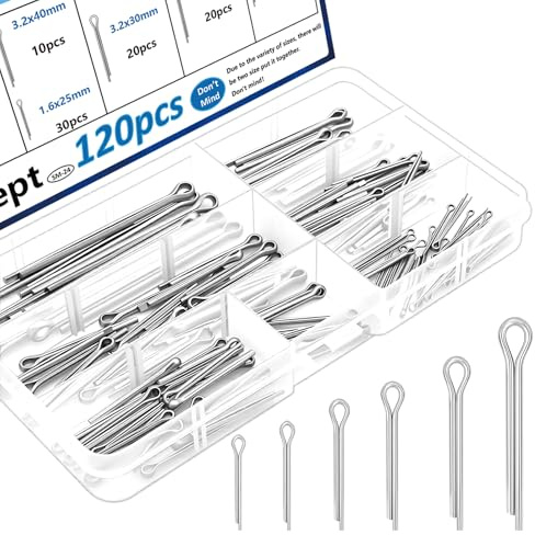 Seept 120Pcs Cotter Pins 304 Stainless Steel Cotter Pins Assortment Kit Tractor Pin Used for Hitch Pin Lock System, Trucks, Engine Repair in Towing Hitch Clips & Pins