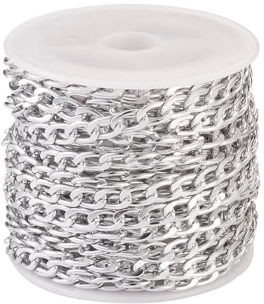 Boutigem Catene a maglia barbazzale in alluminio non saldate, 5 m, 7 x 4 x 1,2 mm, per collane fai da te, bracciali, gioielli