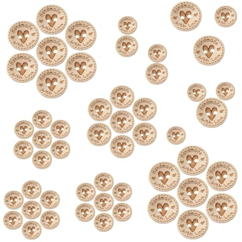 Bohrma Knöpfe Holz 150 Stück, Handmade Holzknöpfe Natur Hosenknöpfe Kinder Holzknöpfe 15mm-20mm-25mm, Dekorationen Knöpfe Natur Holz Jeansknöpfe Kinder zum Nähen und DIY Basteln Deko