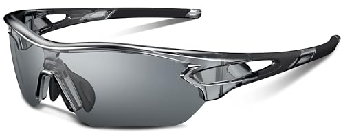 BEACOOL Gafas de Ciclismo Polarizadas,Gafas de Sol Deportivas Unisex Protección UV400 con Monturas Ligeras para Ciclismo Carrera Surf Golf Conduciendo