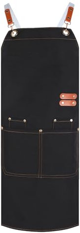 Canvas-Schürze - Verstellbare Grillschürze für Damen und Herren als Geschenk (Schwarz)