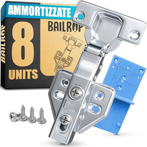 Bisagras Puertas Cocina (8 Unidades) - Cazoleta 35 mm Rectas y Cierre Suave - Bisagras Armarios y Muebles Cocina de 110° amortiguadas con Freno - Totalmente solapadas