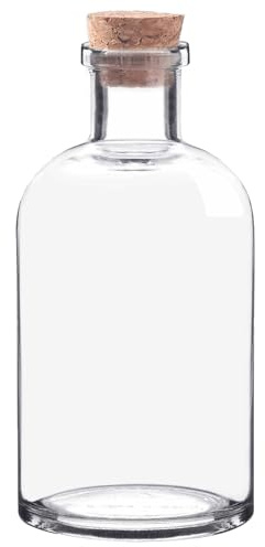 CHALEEMANG 500ml / 16.91 oz. Decorative Clear Glass Bottle with Cork Stopper Vintage Style Floral Centerpiece for Art Crafts DIY Decoration Party Favors Wedding Gift