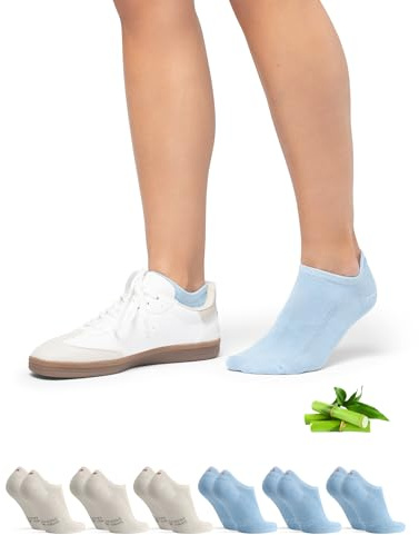 DANISH ENDURANCE Chaussettes Invisibles en Bambou, Douces, Lot de 6 | Chaussettes Invisibles en Bambou, Douces et Respirantes, avec Talon en Silicone, pour un Maintien Discret en Été, Unisexe