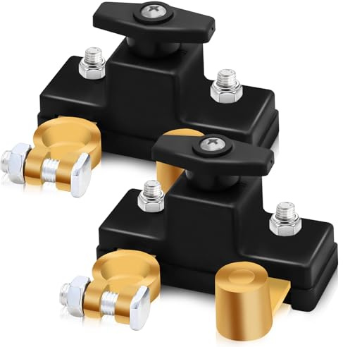 Lot de 2 interrupteurs de coupure de batterie de voiture en cuivre pur, alimentation intelligente pour déconnexion de batterie de voiture, alimentation stable, haute conductivité, robuste, pour camio