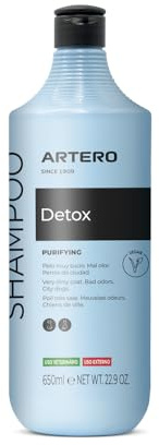 Artero Detox. Champú para Perros y Gatos de Ciudad. Limpieza Profunda Antipolución con Carbón Activo, Control de Olores y Brillo Natural. Elimina Suciedad, Pelaje Limpio y revitalizado. (650 ml)