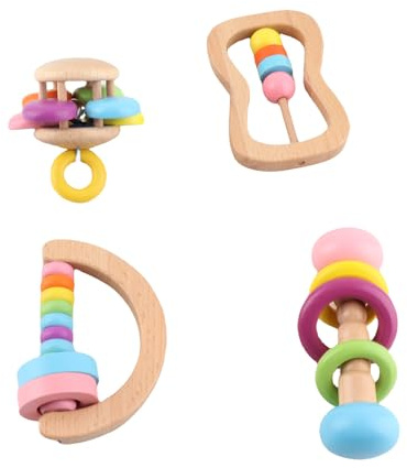 HUSHUI 4st Baby Rattles Set Nyfödd Babyhandskakel Tidig Inlärning Som Gripar Leksaker för Barn