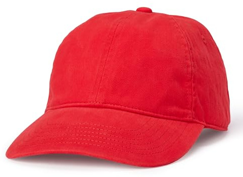 Amazon Essentials Women's Washed Cotton Baseball Cap, Red, One Size