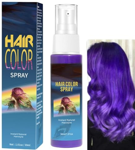 Spray Violet Cheveux Temporaire 30 ml, Spray Colorant Cheveux Violet, Sprays De Couleur Violét Temporaire Pour Cheveux, Teinture Fantaisie Lavable En Un Shampoing, Pour Déguisements, Festivals (1PC)