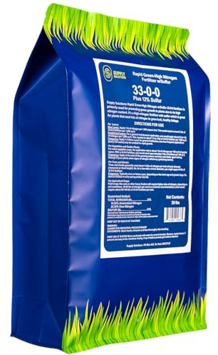Supply Solutions | 33-0-0 Rapid Green High Nitrogen Fertilizer with Sulfur - Fast-Acting Lawn & Turf Fertilizer for Lush Green Growth - Nitrogen-Rich Plant Food for Grass, Crops & Gardens (20 Pounds)