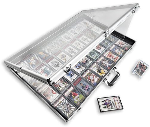 Notwoe® Large Card Display Case,34x22Table Top Baseball Card Display Case Aluminum Acrylic Lockable,Portable Trade Show Display Case,for Sports Card/TCG/Jewelry Collection.