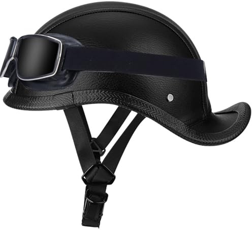 Caschi moto Retro Donna Uomo Casco Jet Vintage, Casco A Mezza Calotta Omologato ECE, Casco da Ciclomotore con Occhiali Casco per Monopattino, per moto scooter e bici elettriche 1,XL=59-60cm