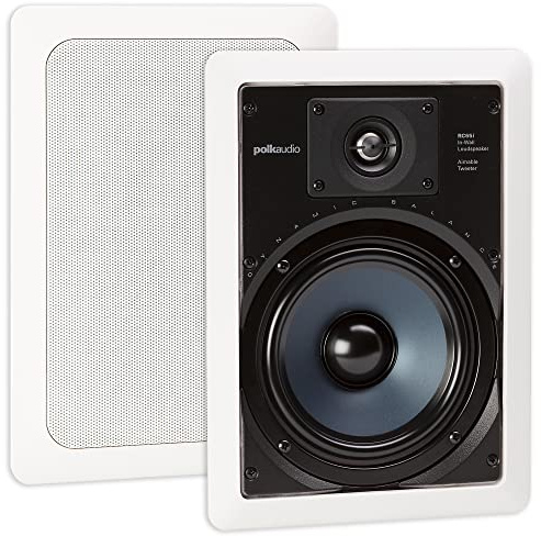 Polk Audio RC65i, Altoparlanti a 2 vie da incasso a parete, 16,5 cm, coppia di 2 perfetti per il posizionamento interno ed esterno umido e umido, bagno, cucina, verande coperte (bianco, griglia