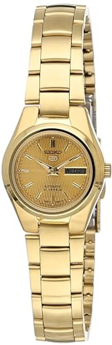 Seiko Men's SNXL72 Seiko 5 Automatic Gold-Tone Stainless Steel Bracelet Watch with Patterned Dial