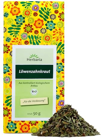 Herbaria Löwenzahnkraut-Tee bio 50g – loser Bio-Kräutertee – Bio Löwenzahntee – Bio Löwenzahnkraut - Löwenzahnblätter getrocknet und grob geschnitten – natürlicher Teegenuss
