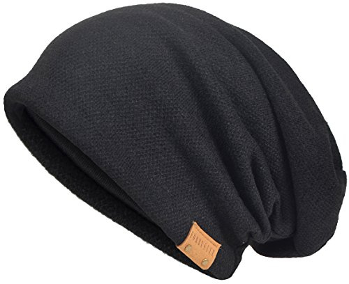 VECRY Men's Slouch Beanie Skull Cap Long Baggy Hip-Hop Winter Summer Hat (Black)
