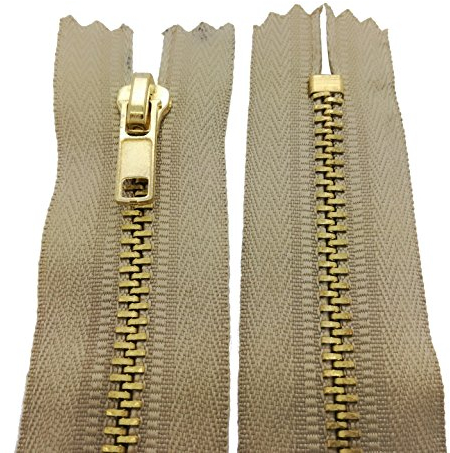 Starlet24® Reißverschluss Metall 4 mm Zipper nicht teilbar, Reißverschlüsse Metall-Zähne für Jeans Leder Geldbörsen Hosen Taschen - Beige 18 cm