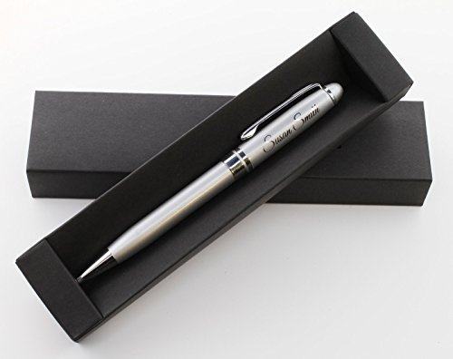 CustomDesign.Shop Stylo métallique personnalisé + coffret cadeau | Concevez un présent unique | Gravure laser (Argent)