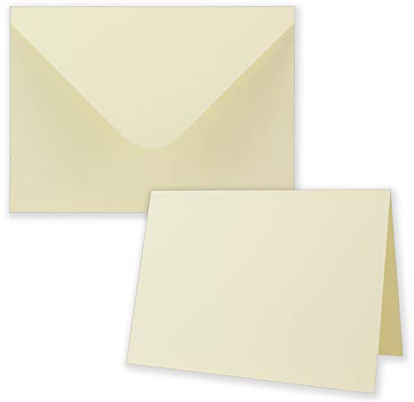 Set di 40 biglietti pieghevoli con buste più grandi di DIN B6, taglie forti, biglietti di invito bianchi, color crema con goffratura strutturata, biglietti pieghevoli con motivo goffrato