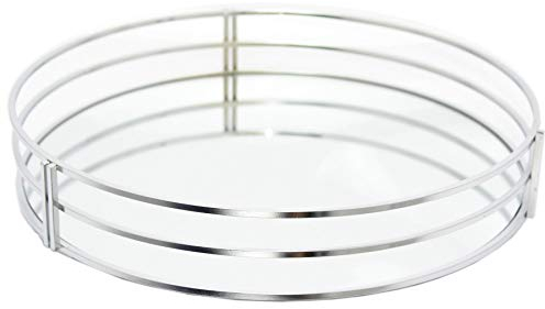 Carousel Home and Gifts Silver Mirror Glass Metal Decorative Candle Plate Holder - Table Centrepiece Tealight Tray Perfume Display