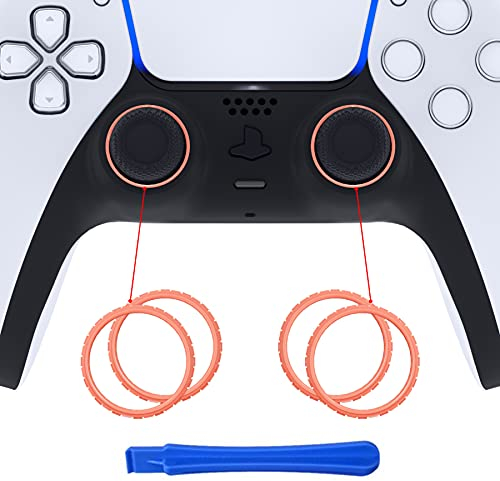 eXtremeRate Ersatzringe für ps5 Controller Schutz Ringe für Joysticks Thumbsticks Ersatzteile Zubehör für ps5 Controller Akzentringe-KEIN Controller und KEIN Joytick enthalten-Koralle