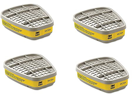 3M 6003 AAD Organic Vapor/Acid Gas Cartridge for Respiratory Protection, Grey (Pack of 4)