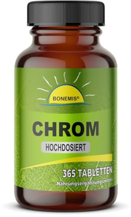 Chrom (Chrompicolinat), 365 vegane Tabletten à 250 mcg, ohne unerwünschte Zusätze, Bonemis®