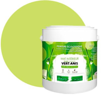 BOX DECO COULEURS Peinture murale naturelle écologique aspect mat intérieur Natura - 2,5L, Vert Anis